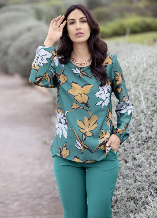 Damenmode - Edle Tunika von TIZIA , in Größe 036 bis 052, in Farbe PETROL-TAUPE-SILBER-BUNT Ansicht 3