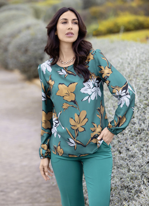 Tuniken - Edle Tunika von TIZIA , in Größe 036 bis 052, in Farbe PETROL-TAUPE-SILBER-BUNT Ansicht 2