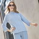 Basics - Pullover mit Schurwolle und Kaschmir, in Größe L(44/46) bis XL(48/50), in Farbe BLEU MELIERT – Farbe BLEU MELIERT – Ansicht 3