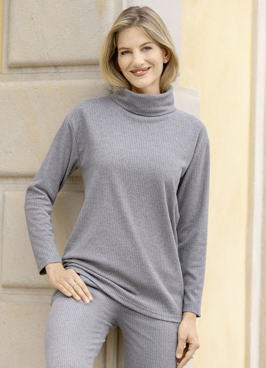 Langarm - Rollkragen-Shirt Langarm - Rollkragen-Shirt, in Größe 036 bis 054, in Farbe GRAU MELIERT