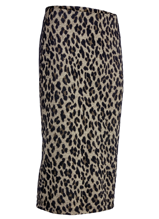 Gemustert - Rock in Strick-Optik, in Größe 018 bis 052, in Farbe BEIGE-KHAKI-SCHWARZ Ansicht 2