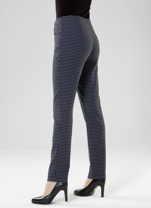 Hosen in Schlupfform - Hose mit trendiger Hahnentritt-Dessinerung, in Größe 018 bis 052, in Farbe BLAU-SCHWARZ Ansicht 3