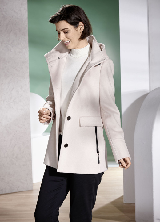 Wolljacken - Jacke mit abnehmbarer Kapuze, in Größe 036 bis 052, in Farbe SAND Ansicht 4