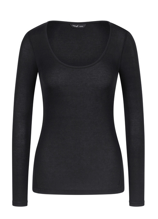 Unterhemden - Triumph Langarm-Shirt, in Größe L (44/46) bis XL (48/50), in Farbe SCHWARZ Ansicht 2