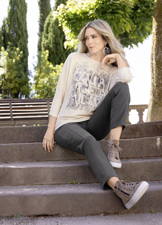 RABE - Pullover in leichter Fledermausform Ansicht 2 RABE - Pullover in leichter Fledermausform, in Größe 036 bis 052, in Farbe CREME MELIERT-GRAFIT Ansicht 2