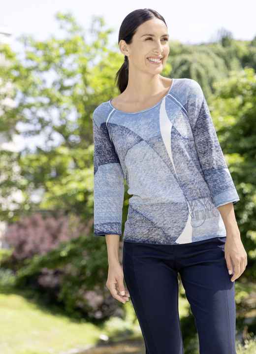 RABE - Pullover in leichter Batikoptik, in Größe 036 bis 052, in Farbe JEANSBLAU-MULTICOLOR Ansicht 1