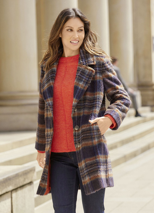 B/ANCA - Kurzmantel im Karo-Dessin, in Größe 036 bis 048, in Farbe MARINE-TERRA-ECRU-BUNT Ansicht 3