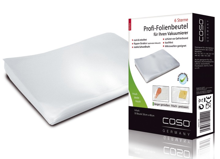 Zubehör - Folienbeutel, 50 Stück, für Caso Vakuumierer, in Farbe TRANSPARENT, in Ausführung Folienbeutel, 50 Stück (à 30x40 cm)