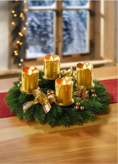 Adventskranz mit LED-Echtwachskerzen