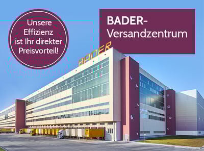Wir versenden zuverl&auml;ssig Ihre Bestellungen!Eines der modernsten Versandzentren Deutschlands.Mehr zum Versandzentrum von BADER erfahren