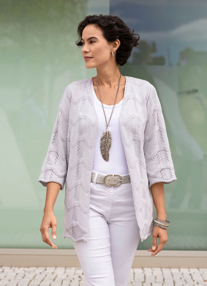 Strickjacke mit Mustermix im Wellendessin 