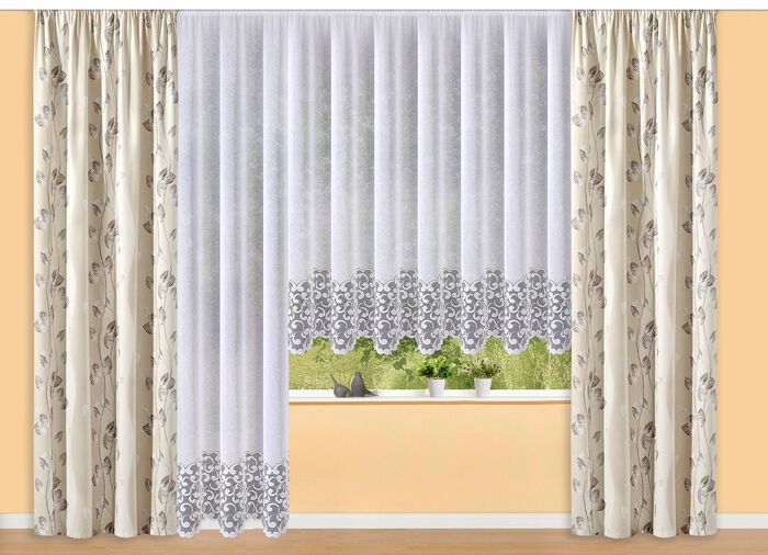 Blumenfenster-Store mit Universalschienenband 