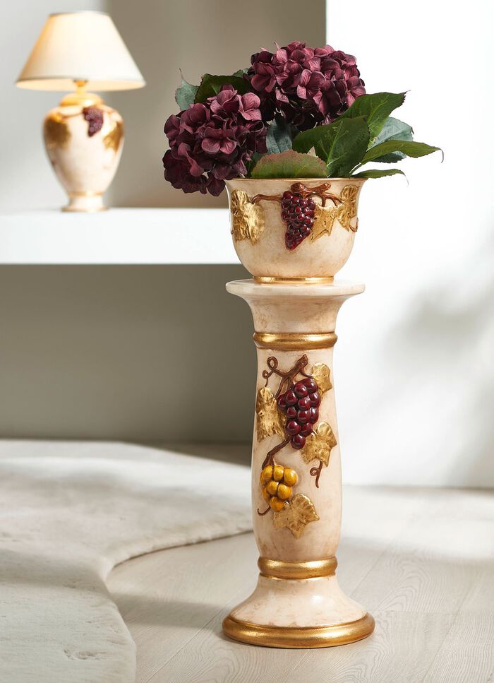 S&auml;ule mit &Uuml;bertopf mit Blattgoldauflage 