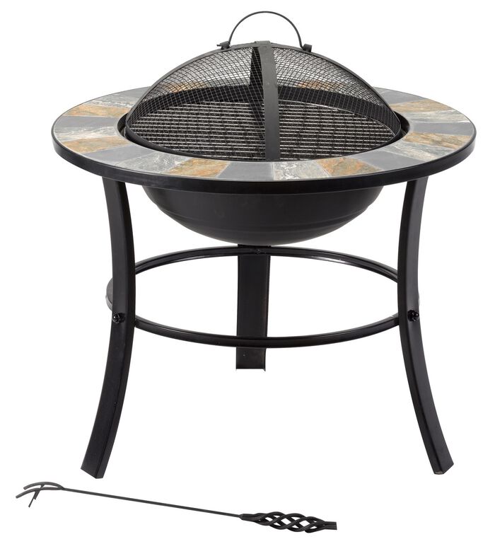 Feuerstelle Stonegate mit stilvollem Schiefer-Mosaik-Finish 