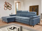 Polsterecke mit Bettfunktion, verstellbaren Kopfst&uuml;tzen und Armlehnen BLAU