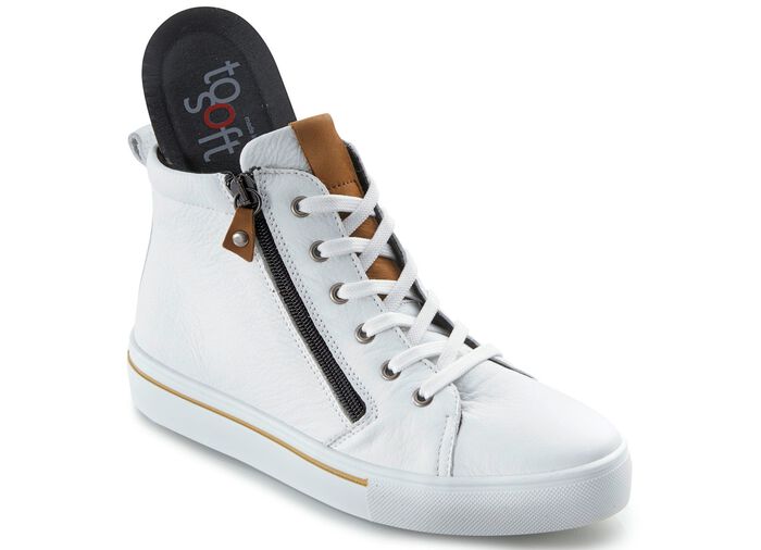 Toosoft Stiefelette mit Eins&auml;tzen in Cognac WEISS