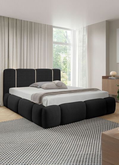 Polsterbett mit LED-Beleuchtung und Bettkasten 