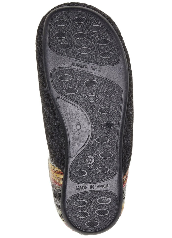 Laurina, bequeme Damen-Hausschuhe, Weite G, mit herausnehmbarem Fu&szlig;bett ANTHRAZIT-BUNT