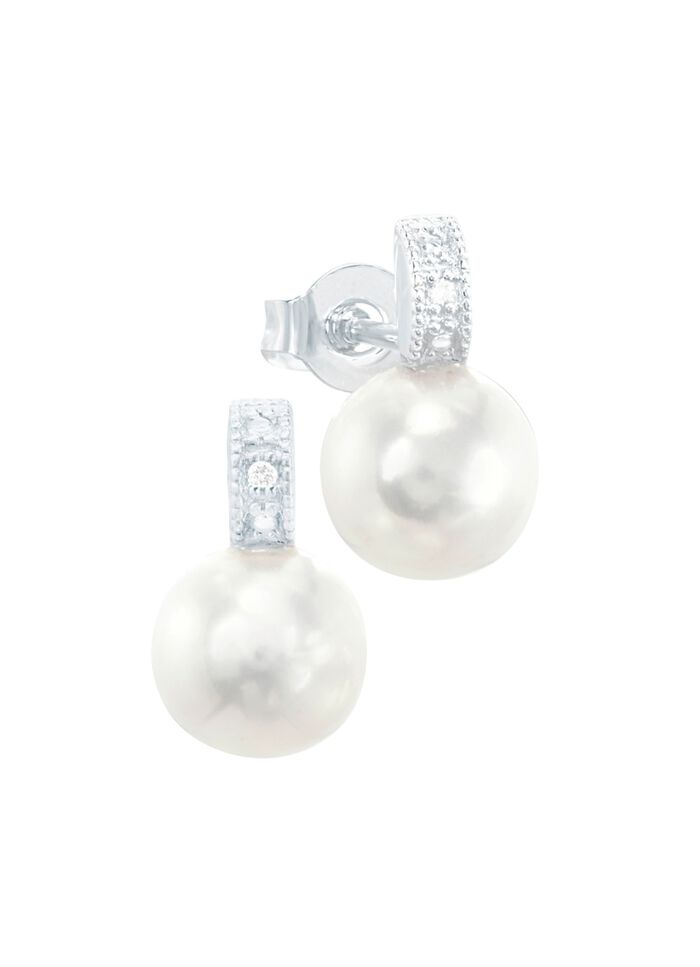 Ohrstecker mit S&uuml;&szlig;wasser-Zuchtperle und Brillanten 