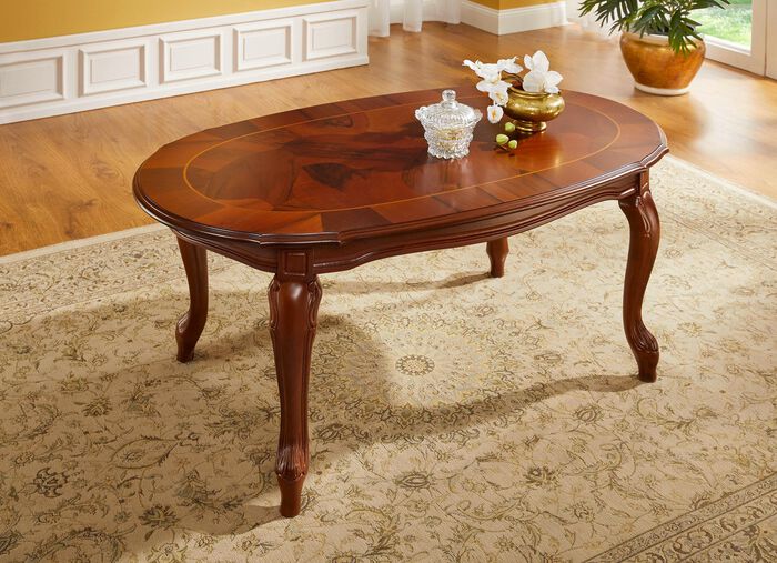 Couchtisch mit geschwungenen Tischbeinen NUSSBAUM