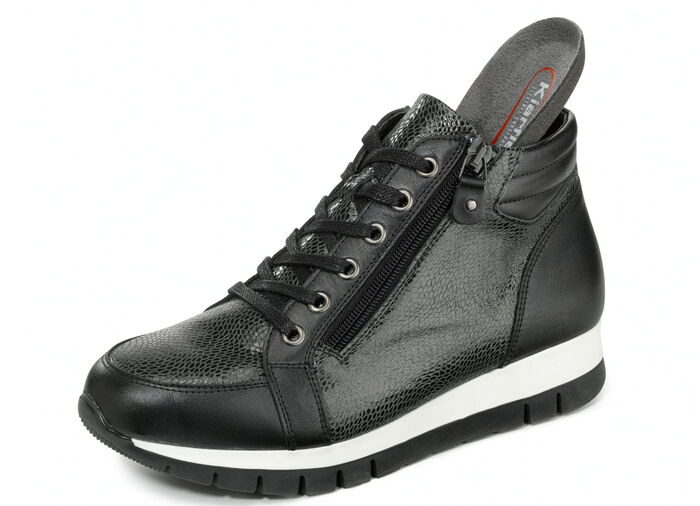 Bootie mit gl&auml;nzender Pr&auml;gung SCHWARZ