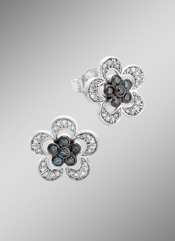 Ohrstecker im Blumen-Design mit Brillanten und Diamanten 