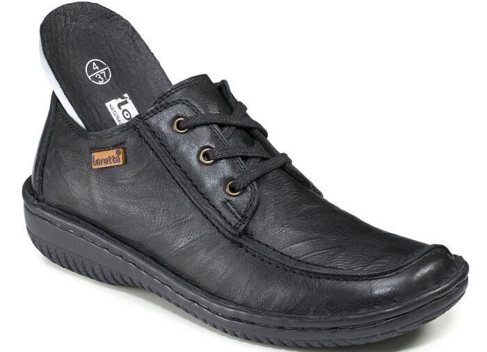 Schn&uuml;rschuh aus Nappaleder mit Knitter-Struktur SCHWARZ