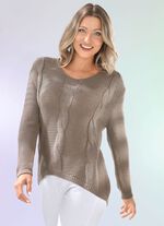Pullover mit k&uuml;rzerem Vorderteil TAUPE