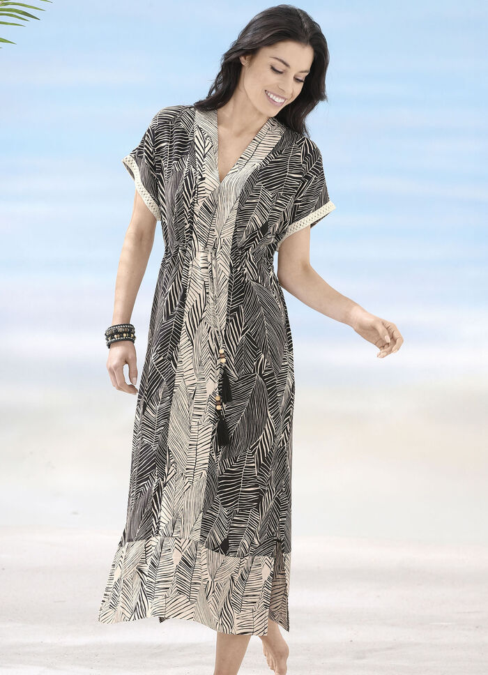 Laurina Kleid aus Viskose, mit Spitzenbesatz 