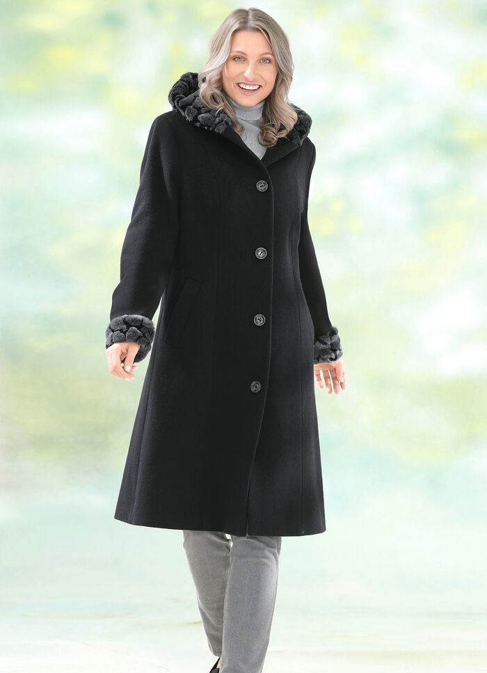 Mantel mit fester Kapuze 