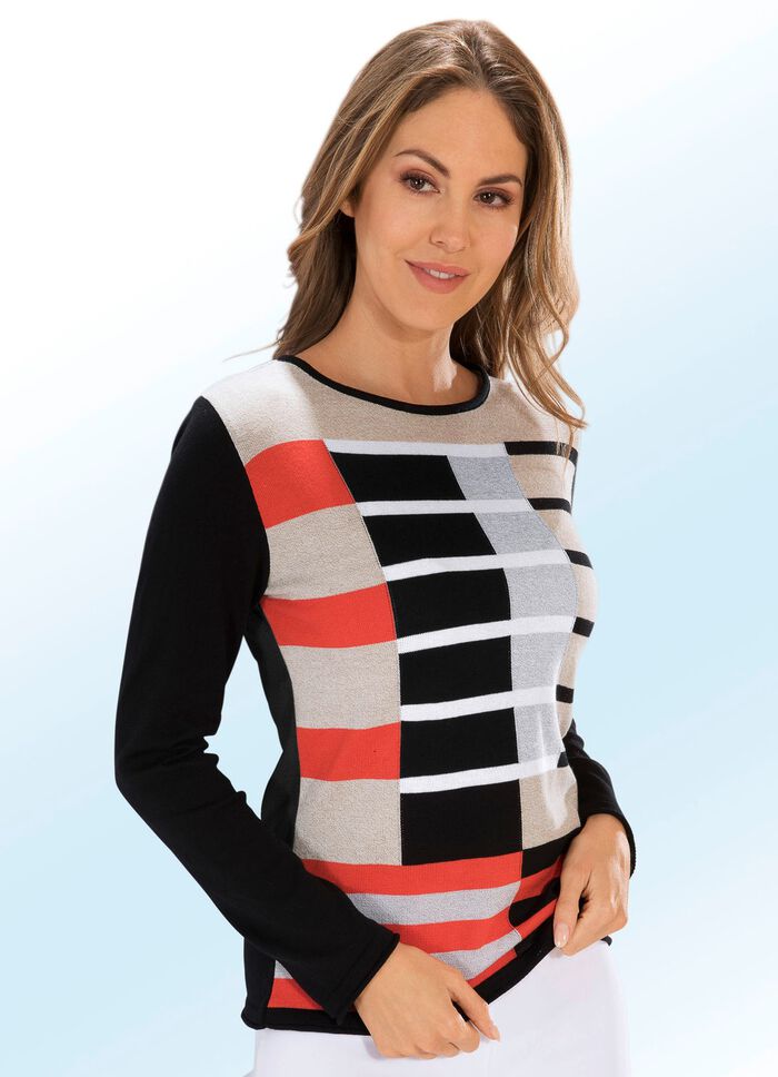 Pullover mit tollem Intarsien-Vorderteil 
