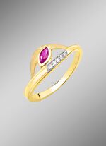 Attraktiver Damenring mit Rubin und Zirkonia 