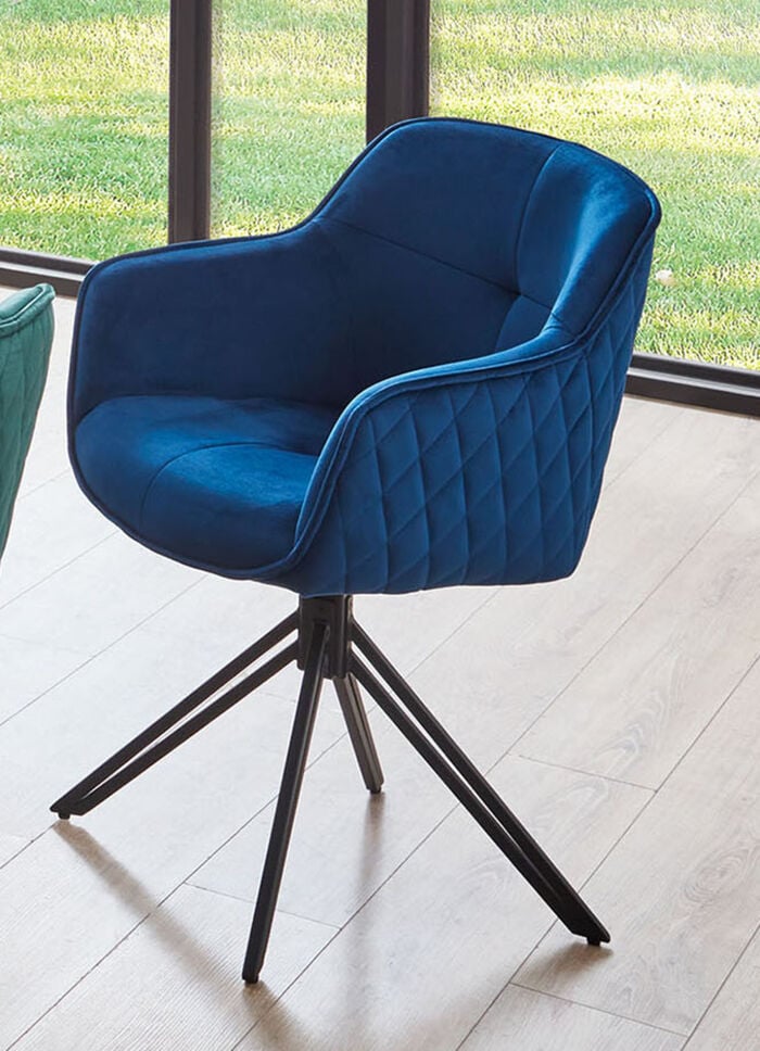 Drehbare Armlehnenstühle mit Samtbezug, 2er-Set BLAU