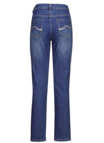 Jeans mit sch&ouml;nen Stickereien und funkelnden Strassteinen JEANSBLAU