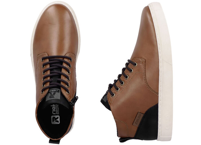 Rieker Schn&uuml;r-Boot aus schattiertem Nappaleder BRAUN-SCHWARZ