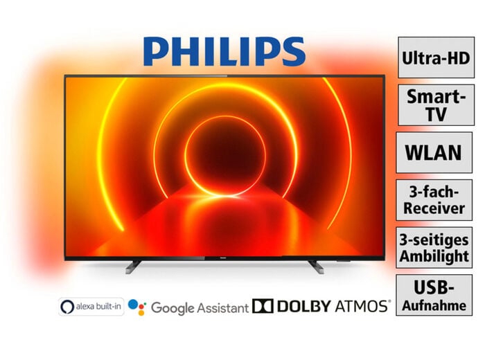 Philips 4K-Ultra-HD-Smart-Ambilight-LED-Fernseher, verschiedene Größen 