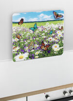 Wandblende aus Glas mit Sommerwiesen-Motiv 