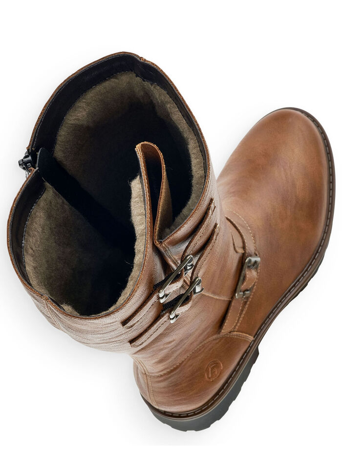 Remonte, gefütterte Damen-Stiefel, Winterschuhe, Weite G, mit Lammfell COGNAC