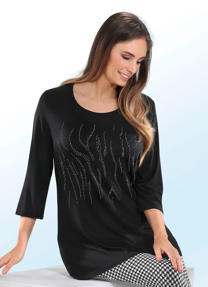 Longshirt mit Plättchen-Motiv SCHWARZ