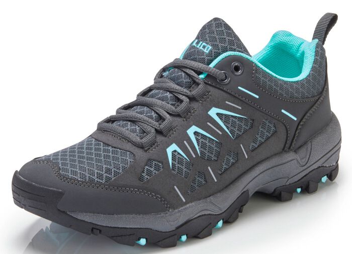 Schn&uuml;rschuh aus luftigem Textil und Synthetikmaterial GRAU-T&Uuml;RKIS