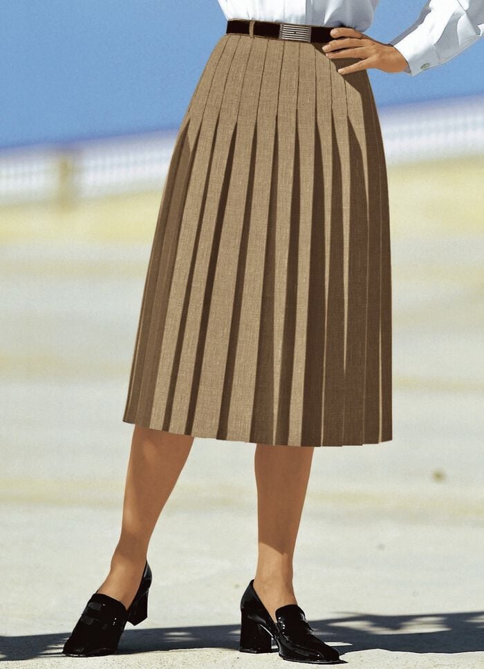 Rock mit figurg&uuml;nstigen Rundumfalten CAMEL