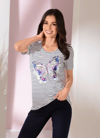 Shirt mit dekorativem Schmetterlingsdruck 