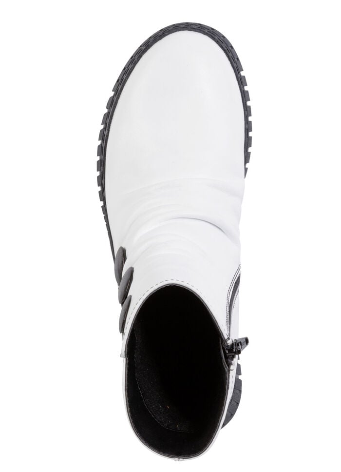 Gemini Stiefelette mit Raffung und dekorativen Kn&ouml;pfen WEISS