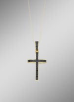 Kreuz-Anh&auml;nger mit schwarzen Zirkonia 