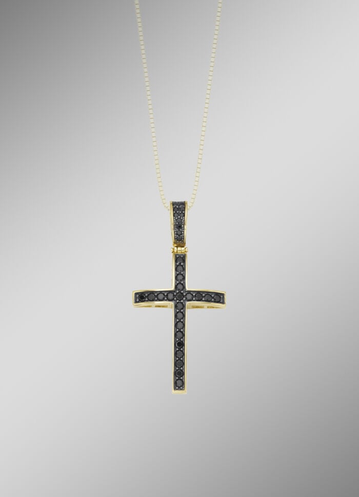 Kreuz-Anh&auml;nger mit schwarzen Zirkonia 
