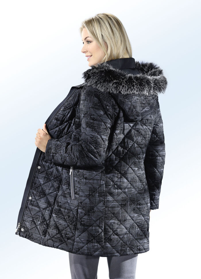Longjacke mit abnehmbarer Kapuze 