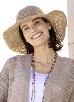 Sommerlicher Damen-Hut aus Papierstroh mit Zierkordel CAMEL