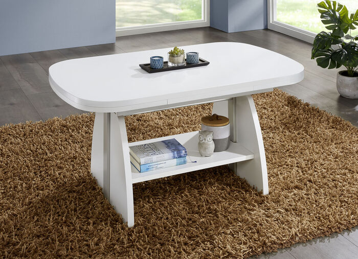Höhenverstell- und ausziehbarer Couchtisch  WEISS