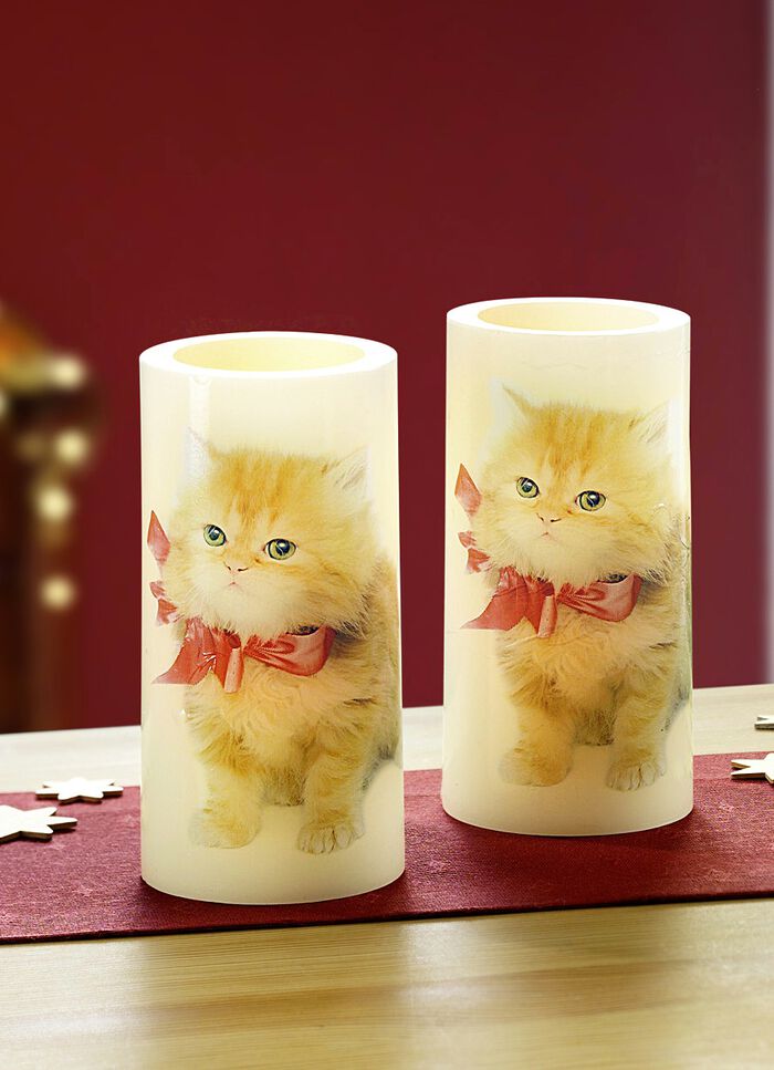 LED-Echtwachskerzen, 2er-Set 