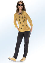 Hose in dezenter Fischgrat-Optik SCHWARZ-GRAFIT-MESSING